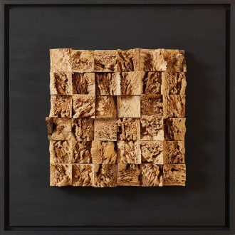 Holzlandschaft Eiche - gespaltenes Holz auf Trägerplatte - 2009 - 52 x 52 cm